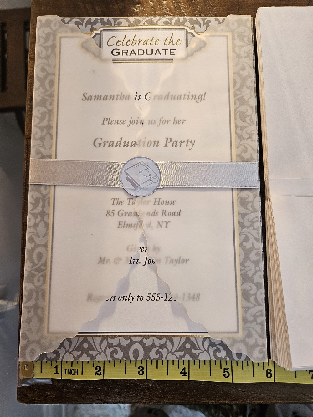 Celebrate the Graduate Silver & White Graduation Party Invitation Set
